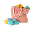 Composition with bag and beach accessories Royalty Free Stock Photo