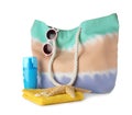 Composition with bag and beach accessories Royalty Free Stock Photo