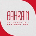 Composition of bahrain national day text over white background