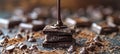 Composition of bars and pieces of different milk and dark chocolate, grated cocoa Royalty Free Stock Photo