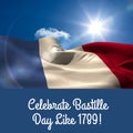 Composition of bastille day text over flag of france Royalty Free Stock Photo