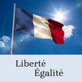 Composition of bastille day text over flag of france Royalty Free Stock Photo