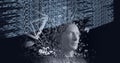 Composition of binary coding and exploding human bust