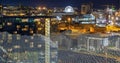 Composition of binary coding over cityscape at night Royalty Free Stock Photo