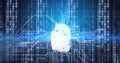 Composition of binary coding over computer processor circuit board Royalty Free Stock Photo