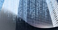 Composition of binary coding over modern office buildings background Royalty Free Stock Photo