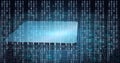 Composition of binary coding over over processor circuit board Royalty Free Stock Photo