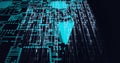 Composition of binary coding processing over computer circuit board Royalty Free Stock Photo