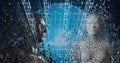 Composition of binary coding processing over exploding human busts and globe Royalty Free Stock Photo
