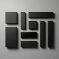 A composition of black rectangular and square boxes arranged on a grey Royalty Free Stock Photo