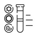 Composition blood black line icon. Elements blood in test tube concept. Medical and scientific concept. Pictogram for web, mobile