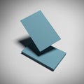 Composition of blue business cards isolated