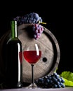 Composition of blue grape and red wine Royalty Free Stock Photo