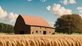 A Composition Of A Boldly Experimental Photograph Of A Barn In A Wheat Field AI Generative Royalty Free Stock Photo