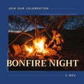 Composition of bonfire night text over caucasian man and bonfire Royalty Free Stock Photo