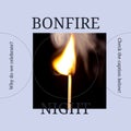 Composition of bonfire night text over match Royalty Free Stock Photo