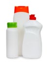 Composition of bottles of cleaners household chemicals isolated on a white background Royalty Free Stock Photo