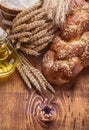 Composition bread bottle oil wheat ears flour in