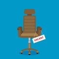 Composition with brown office chair and sign vacant. Business hiring and recruiting concept. Flat vector illustration Royalty Free Stock Photo