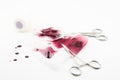 Composition with bullet, blood and bandage Royalty Free Stock Photo