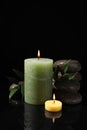 Composition with candles and spa stones Royalty Free Stock Photo