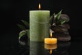Composition with candles and spa stones Royalty Free Stock Photo