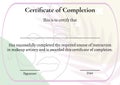 Composition of certificate of completion text with copy space on face and leaf background