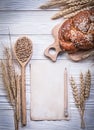 Composition of chopping board wheat-rye ears sweet baked roll wo