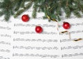 Composition with Christmas balls and fir tree branches Royalty Free Stock Photo