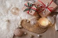 Composition from Christmas decorations. The concept of a cozy home and a Christmas atmosphere Royalty Free Stock Photo