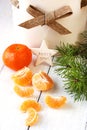 Composition with Christmas mandarines Royalty Free Stock Photo