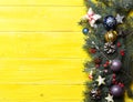 Composition of Christmas tree decor, copy space. Royalty Free Stock Photo