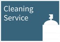 Composition of cleaning services text and cleaning products icons over blue background Royalty Free Stock Photo