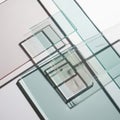 A composition of clear glass panes positioned in a geometric arrangement, casting Royalty Free Stock Photo