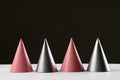 Composition of close up of new years hats on black background Royalty Free Stock Photo