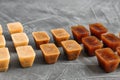 Composition with coffee ice cubes on grey table Royalty Free Stock Photo