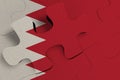 Composition of the concept of crisis and integration of a country Bahrain FLAG PAINTED ON PUZZLE 3D RENDER