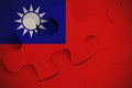 Composition of the concept of crisis and integration of a country Taiwan FLAG PAINTED ON PUZZLE 3D RENDER