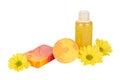 Composition of cosmetic products in shades of yellow