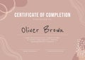 Composition of course completion certificate text over light brown pattern