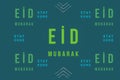 A composition created with Eid mubarak and stay home inscriptions on a petroleum green background