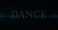 Composition of dance text over light trails on black background