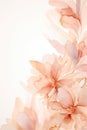A composition of delicate flowers and peach-colored leaves, with smooth lines in a watercolor style on a light background. Concept