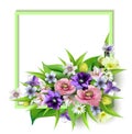 Composition of the delicious spring flowers for design of postcards, brochures, banners, flyers,isolated, on a plane surface, vect