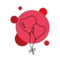 Composition design with hand drawn pair of heart-shaped balloons with red circles. Ready-made template for cards, invitations Royalty Free Stock Photo