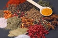 Composition with different spices and herbs Royalty Free Stock Photo