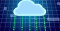 Composition of digital blue cloud and binary coding over grid Royalty Free Stock Photo