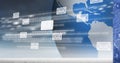 Composition of digital mail icons and binary coding over globe and computer circuit board Royalty Free Stock Photo