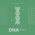 Composition of dna day text over dna strand on green background