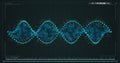 Composition of dna strand with digital interface on screen